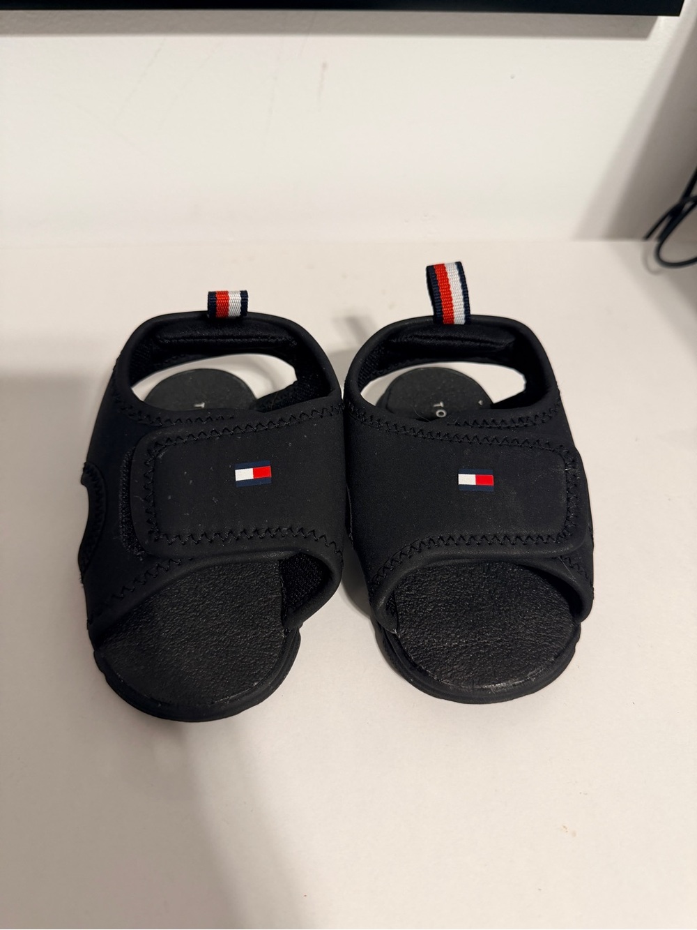Tommy Hilfiger Black Kids Sandals with Signature Flag Detail